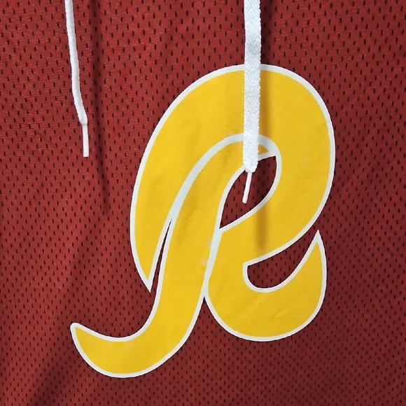 Burgundy and Gold Redskins Hoodie with Old School Logo And Name - Picture 4 of 8